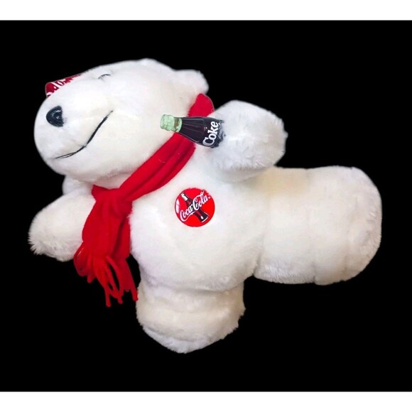 Vtg Coca Cola Collection Plush POLAR BEAR Animated Skating Motion & Music WORKS! - Picture 3 of 7